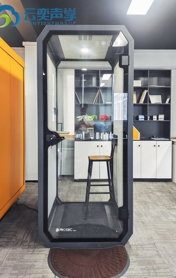 Kantor Single Seater Meeting Booth Dengan Meja Komputer Untuk Kerja Pribadi Pindah Silence Soundproof Booth Office Pod
