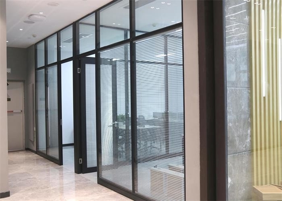 Pembatas Ruangan Aluminium Bingkai Kaca Tempered Kantor Dinding Partisi Tinggi